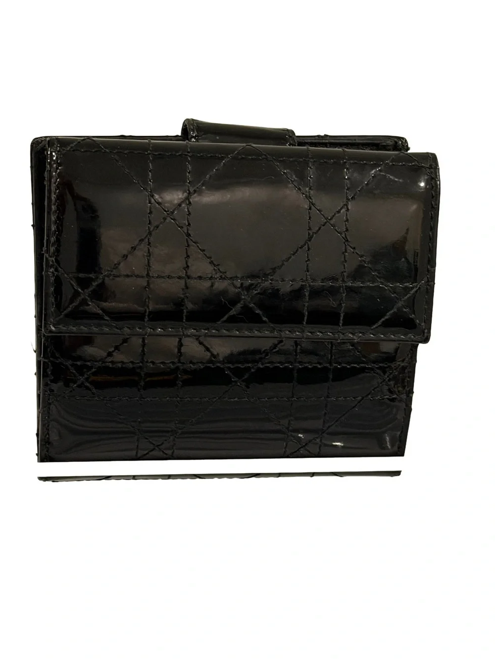 ✨ AUTHENTIC Christian Dior Black Patent Leather Cannage Wallet 🔥Excellent Pre-Ow